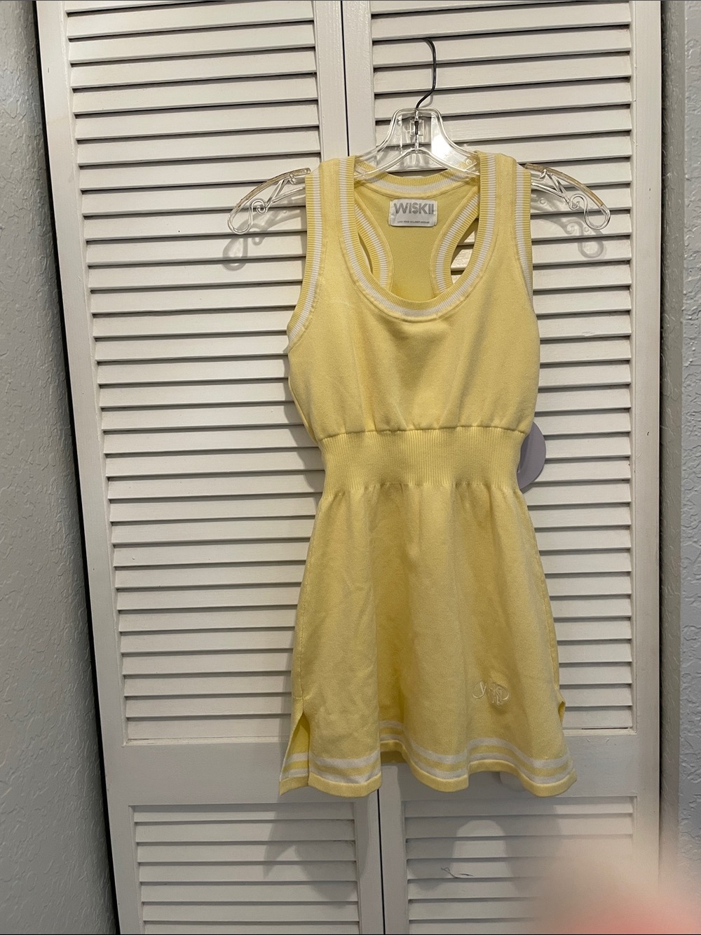 Wiskii Yellow Chiffon Knit Racerback Tennis One Piece